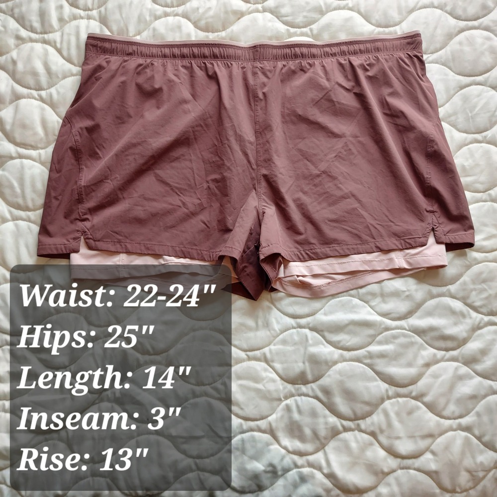 Eddie Bauer Womens 2XL Mauve 2-in-1 Athletic Running Shorts Built-in Liner Pink - Picture 2 of 5